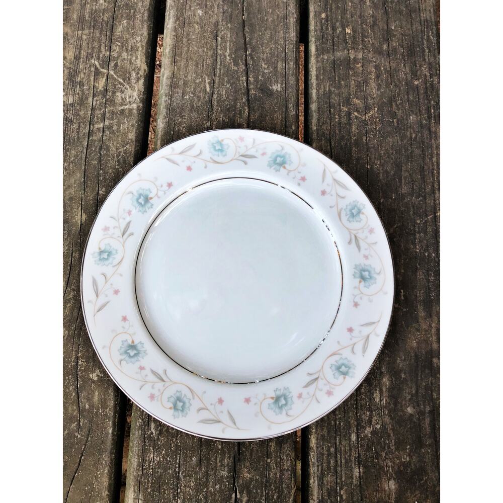 English Garden fine china Dinner Plate blue pink flowers platinum 1221 Japan